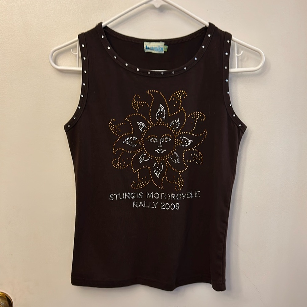 Sturgis Women’s Tank Top Brown With Embellishments Size Medium